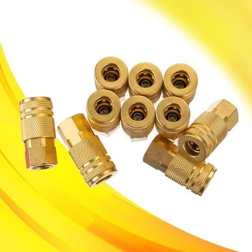 Vista 8 de 1/4 accesorios de conexión rápida, acoplamiento de aire industrial 10 piezas, acoplador de aire de conexión rápida de flujo básico de 1/4