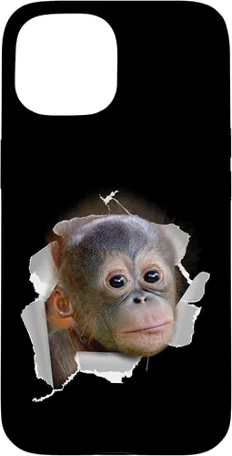 Vista 6 de Funda para disfraz con cara de Utan para iPhone 16 con diseño divertido de mono Orang Utan