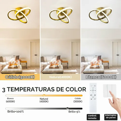 Vista 3 de Lámpara de techo moderna de 10 pulgadas, lámpara de techo regulable LED de 24 W con control remoto, temperatura de color ajustable de 3000 a 6000 K