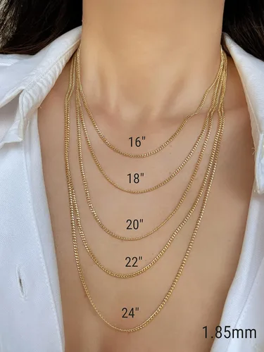 Vista 4 de JEWELHEART Cadena de eslabones cubanos Miami de oro de 14 quilates para hombre, 0.073 in, 0.085 in, 0.112 in, 0.152 in, 0.173 in, 0.211 in, cadena