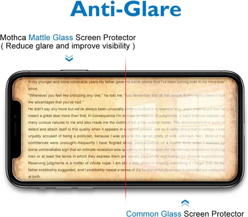 Vista 3 de Mothca Paquete de 2 protectores de pantalla de vidrio mate para iPhone Xs Max/iPhone 11 Pro Max, antirreflejos y antihuellas, vidrio templado