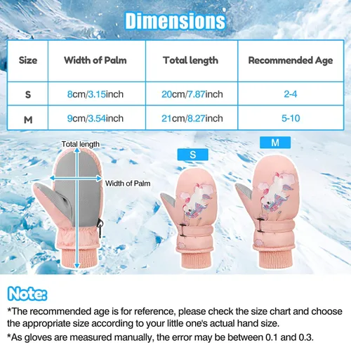 Vista 7 de MoKo Manoplas de esquí para niños, guantes de esquí aislados impermeables para niñas y niños, guantes de nieve de invierno para niños
