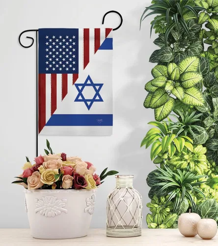 Vista 9 de Bandera estadounidense Israelí Bandera de Israel, 2 piezas de pancartas de pared para habitación, patio, césped, jardín, tapiz interior al aire