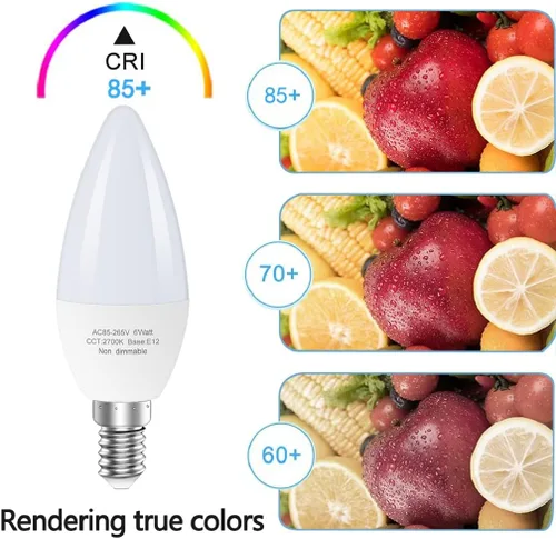 Vista 2 de GOSCHE Bombillas LED E12 para ventilador de techo, bombilla LED B11 de 6 W que reemplaza 60 vatios incandescente, 550 LM, 2700 K blanco cálido