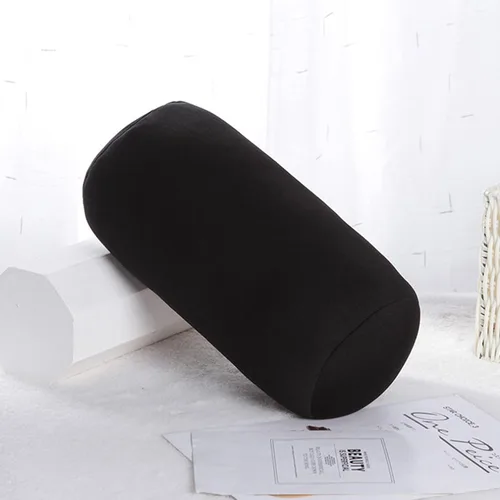 Vista 2 de Emivery Almohada ortopédica redonda de microcuentas para el cuello cilíndrico, almohada de espuma viscoelástica que reduce el dolor de espalda, Negro