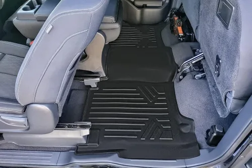 Vista 4 de SMARTLINER Alfombrillas de piso de 2 filas para todo tipo de clima para Nissan Titan 2017-2024 Negro