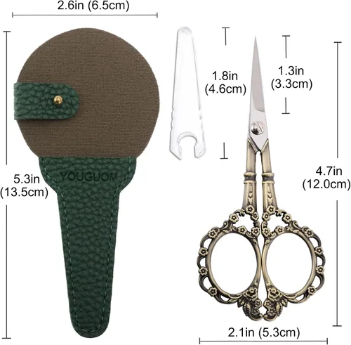 Vista 6 de YOUGUOM Tijeras de tejer con estuche, tijeras de ganchillo para roscar tijeras de coser para bordar, manualidades, punto de aguja, pequeñas tijeras