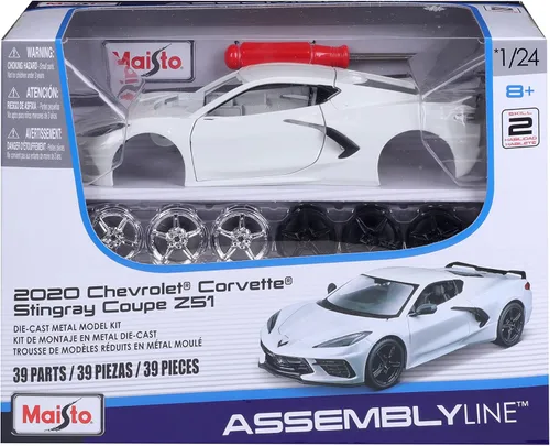 Vista 6 de Maisto Línea de montaje a escala 1:24 Chevrolet Corvette Stingray Coupe 2020, color blanco