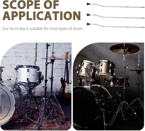 Vista 9 de 3 piezas de repuesto para patas de Tom de piso, piezas de repuesto para Tom Drum Instrumento de percusión Metal antideslizante DIY Hardware