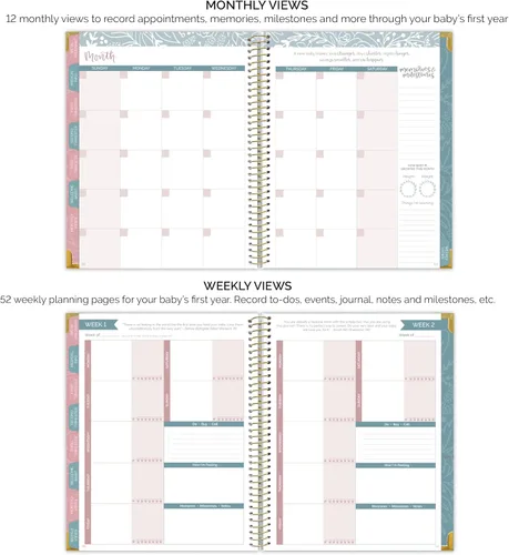 Vista 6 de bloom daily planners Nuevo Calendario Planificador de Embarazo y Primer Año del Bebé y Diario de Recuerdos con Calcomanías - Organizador de Libro