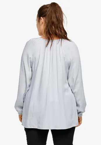 Vista 3 de Ellos Túnica campesina con cuello de corbata en talla grande para mujer