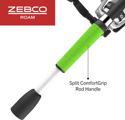Vista 6 de Zebco Roam - Combo de carrete giratorio y caña de pescar, caña de fibra de vidrio de 6 pies, mango Split ComfortGrip, pomo de mango Soft-Touch
