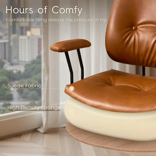 Vista 4 de HOOOWOOO Silla de Oficina Ergonómica, Silla de Escritorio Moderna de Computadora de Media Siglo, Silla Ejecutiva Cómoda con Asiento Extra Ancho