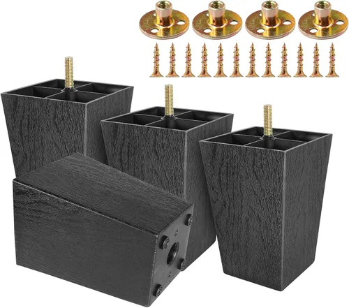 Vista 10 de 4pcs patas cuadradas de plástico 2-1/2" con tuercas de placa, rosca M8-1.25
