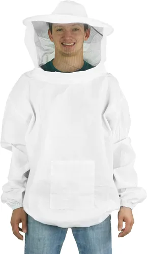 Vista 9 de VIVO - Traje profesional de apicultura blanco mediano. Chaqueta, bata con velo BEE-V105M