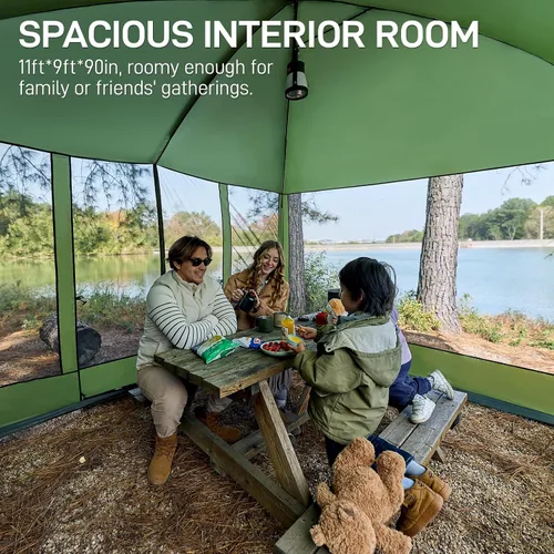 Vista 4 de EVER ADVANCED Pantalla magnética para habitación de 11 x 9 pies, entrada manos libres, cámara de pantalla con protección solar para campamento