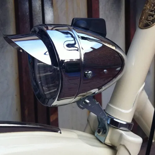 Vista 7 de Metal cromo plata Shell brillante clásico fresco bicicleta faro retro vintage bicicleta luz noche montar seguridad frente niebla cabeza faro faro