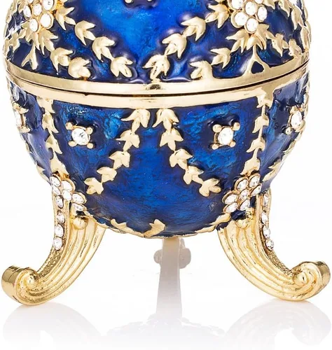 Vista 3 de QIFU Pintado a mano esmaltado estilo huevo Faberge decorativo esmalte baratija caja con bisagras regalo único para la decoración del hogar