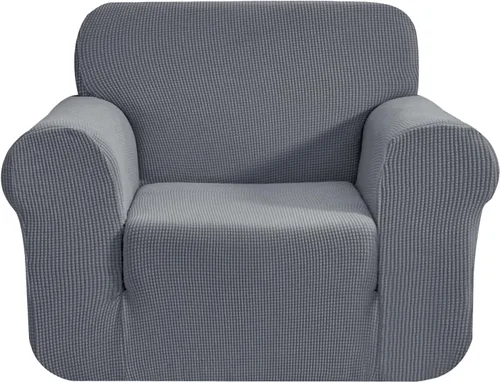 Vista 33 de CHUN YI - Funda elástica de 1 pieza para sillón grande, funda protectora suave de Jacquard con elastano, detalle de cuadros y parte inferior