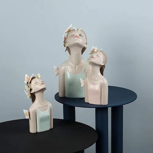 Vista 5 de Figuras de resina para niña, estatua de niña, manualidades, estatua, escultura, modelo, accesorio de foto, adorno de escritorio para decoración