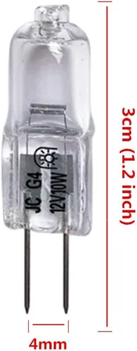 Vista 2 de Vstar Q20/G4/CL/12V, 10 vatios, tipo T3 JC, 12 voltios, transparente, base bipin G4, bombilla halógena (paquete de 20) Vida útil de 2000 horas