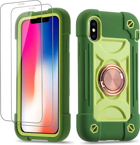 Vista 38 de Funda para iPhone Se3/iPhone Se2, iPhone 6/6S, iPhone 7/iPhone 8 de 4.7 pulgadas con soporte de anillo, con 2 protectores de pantalla resistentes
