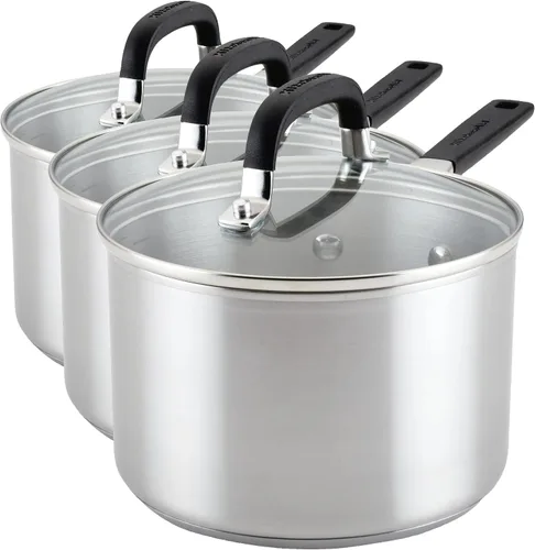 Vista 16 de KitchenAid - Sartén de acero inoxidable de inducción con tapa, olla de 2 cuartos de galón Brushed Stainless Steel, 2qt Saucepan with Lid, Small