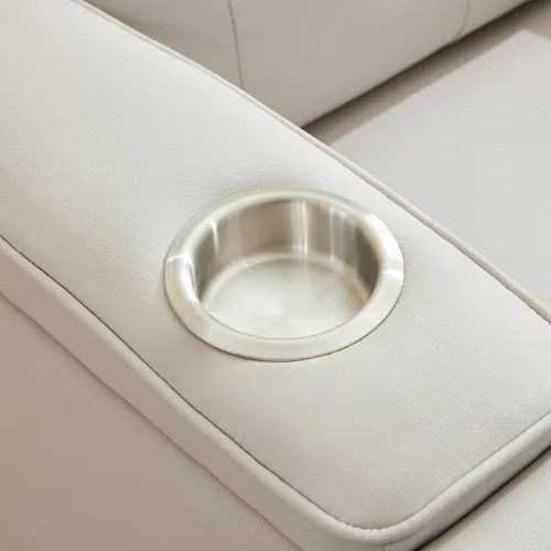 Vista 9 de Rocker - Silla reclinable para cuarto de bebé, mecedora giratoria con calor y masaje, para sala de estar, color gris claro Cuero Gris Claro