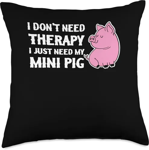 Vista 4 de Just Need My Mini Pig Miniature Pig Owner Gift Therapy Just Need My Mini - Almohada de cerdo miniatura, 16 x 16 pulgadas, multicolor