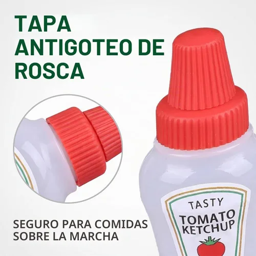 Vista 3 de 4 mini botellas de ketchup para accesorios de caja Bento, mini botellas exprimibles de condimentos, dispensadores de aderezos de ensalada de miel