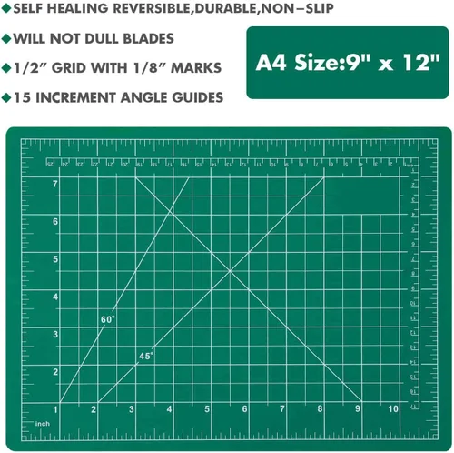 Vista 5 de Anezus Cuchillo de precisión y tapete de corte autocurable, juego de cuchillos de pasatiempos con 30 cuchillos para arte, hobby, manualidades A.Verde