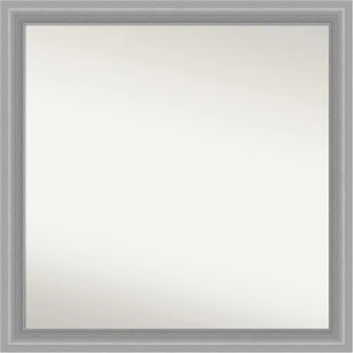Vista 111 de Amanti Art Espejo de baño plateado para sobre el fregadero, 24 x 24 pulgadas, espejo cuadrado de peltre forjado a medida, marco de madera casual