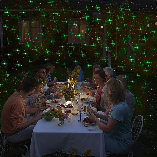 Vista 7 de Proyector de Luces de Navidad para Exteriores, Luces Láser LED de Navidad, Foco de Paisaje, Espectáculo de Estrellas Rojas y Verdes, Impermeable