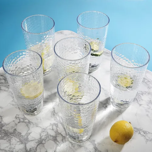 Vista 5 de Vasos de plástico irrompibles, juego de 6, vasos de agua grandes, vasos altos de 25 onzas (transparentes)