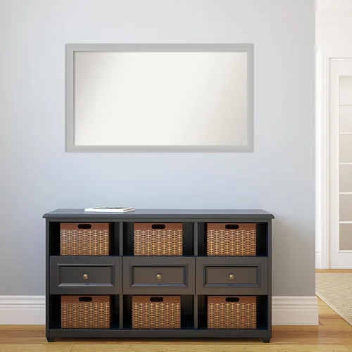 Vista 334 de Amanti Art Silver Bathroom Mirror for Over Sink, 26x35 Custom Made Marred Pewter Rectangle Vanity Mirror, Large Casual Wood Frame, Hangs Horizonally