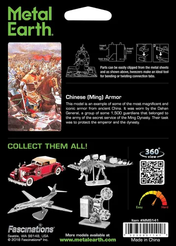 Vista 2 de Metal Earth Fascinations Chinese Ming Armor 3D Kit de modelo de metal con pinzas