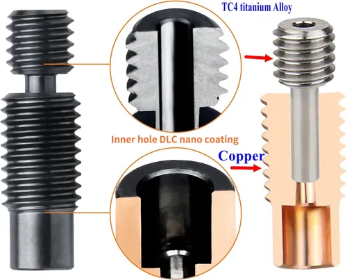 Vista 8 de Mejora nano recubierto bimetálico ruptura de calor suave de titanio cobre garganta todo tubo de metal compatible con V6 HOTEND, Titan Aero Extruder