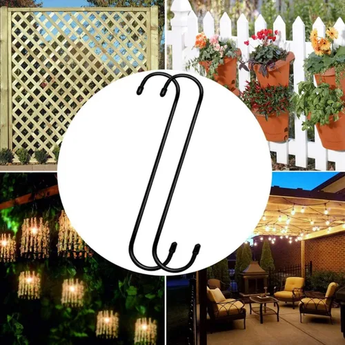 Vista 4 de Lchkrep Paquete de 6 ganchos para plantas de 10 pulgadas, color negro, ganchos grandes para plantas, cestas colgantes, flores, pérgola, jardín