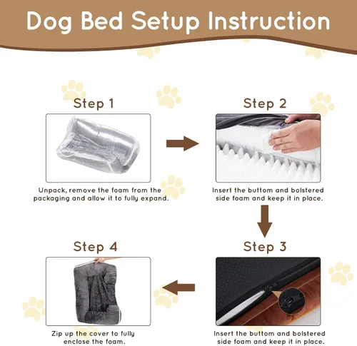 Vista 5 de Simple Deluxe Cama ortopédica extragrande para perro, cama para perro de espuma viscoelástica de 42 pulgadas con funda extraíble impermeable