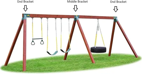 Vista 4 de 2 Easy 1-2-3 soportes de marco A y 1 soporte medio, verde Kit de soporte de columpio Juego de columpios de bricolaje resistente para marco