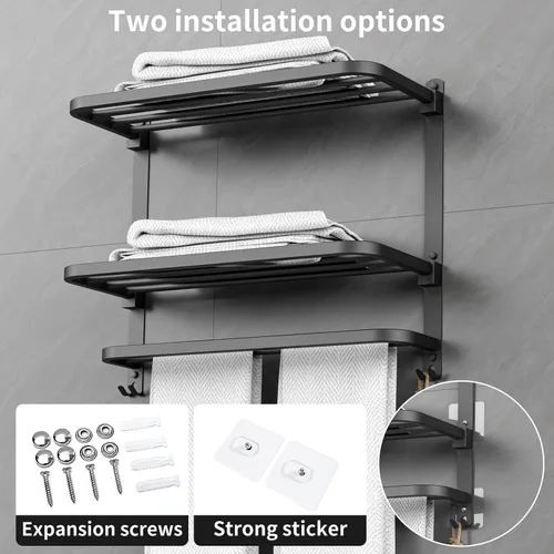 Vista 6 de CAXIMSY Toallero de 22.8 pulgadas para baño y lavabo, colgador de toallas con barras de toallas de montaje en pared, acero inoxidable 304, sin
