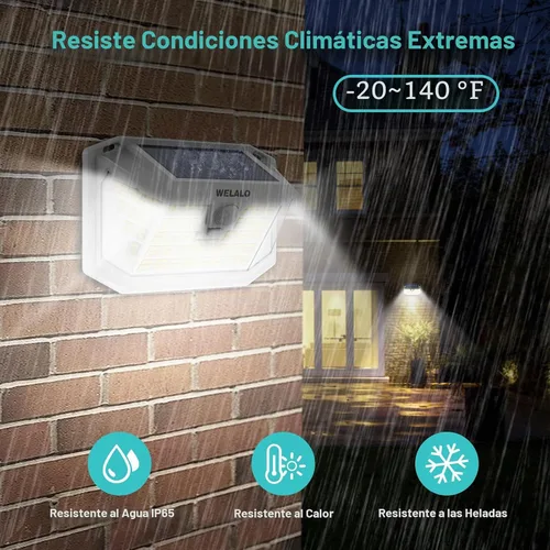 Vista 5 de WELALO Luces solares con sensor de movimiento para exteriores, [188 LEDs/3 modos/4 unidades/paquete de 4] Iluminación de gran angular de 270°, luces