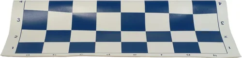 Vista 4 de WE Games Juego de ajedrez de viaje para torneos en azul eléctrico, tablero de ajedrez de vinilo enrollable de 20 pulgadas, 34 piezas de ajedrez