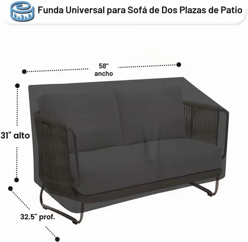 Vista 2 de OutdoorLines - Funda impermeable para sofá biplaza para exteriores UV Resistant Patio Sofa Covers Weatherproof Heavy Duty Glider Covers for Negro