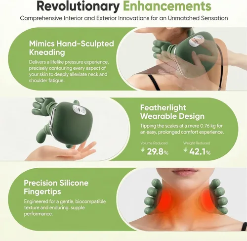 Vista 9 de Bionic - Masajeador de cuello y espalda, masajeador shiatsu calentado de 2 niveles, masaje de amasamiento de tejido profundo 4D, masaje de manos