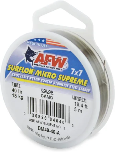Vista 15 de American Fishing Wire Surflon Micro Supreme Nylon recubierto 7x7 de acero inoxidable, líder en alambres anudables para pesca en agua salada, pesca