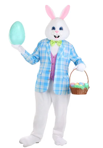 Vista 6 de Disfraz Mascota Deluxe de Conejo de Pascua para Adultos Multicolor
