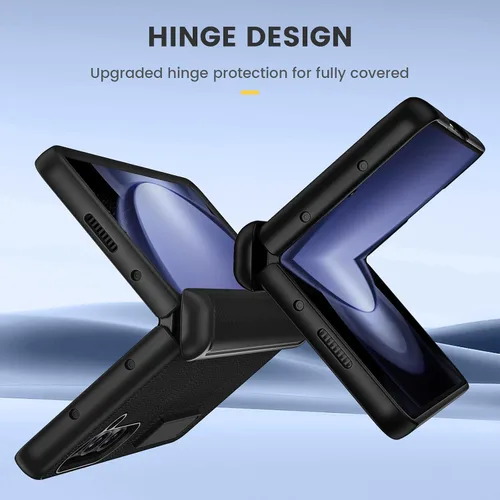 Vista 3 de Ruky Funda para Galaxy Z Fold 5 con protección de bisagra, carcasa de cuerpo completo con soporte magnético integrado y protector de pantalla