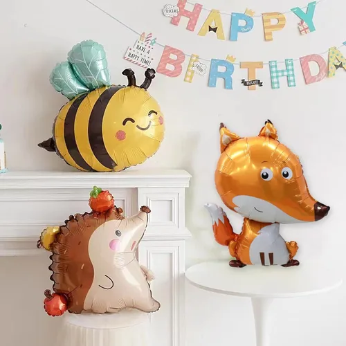 Vista 3 de Globos de abeja, 6 piezas de globos de aluminio con forma de helio para fiesta de animales de dibujos animados para selva safari temática telón