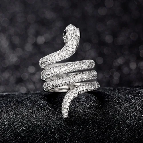 Vista 2 de Kemstone Original - Anillo de cristal trenzado para mujer chapado en plata tamaño 6 7 8 9
